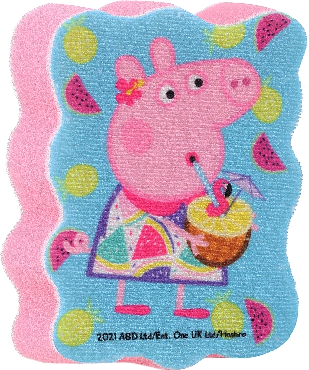 Kids Bath Sponge 'Peppa Pig', Peppa with cocktail, pink - Suavipiel Peppa Pig Bath Sponge — photo N1