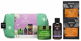 Set - Apivita Bee Radiant Signs Of Aging & Anti-Fatigue Rich Texture (foam/75 ml + f/cr/50ml + mask/2x8ml + pouch) — photo N1