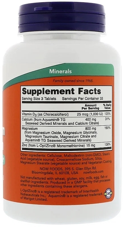 Dietary Supplement "Magnesium & Calcium" - Now Foods Magnesium & Calcium — photo N3