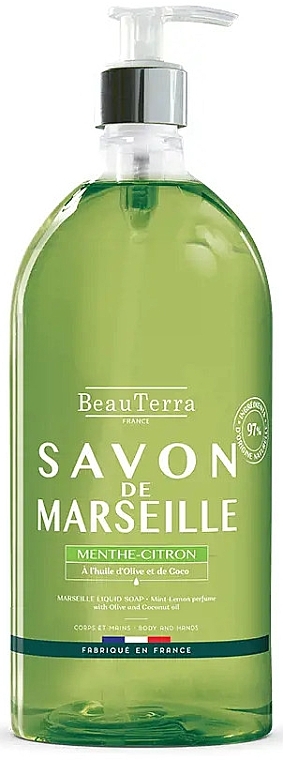 Mint and Lemon Marseille Liquid Soap - BeauTerra — photo N2