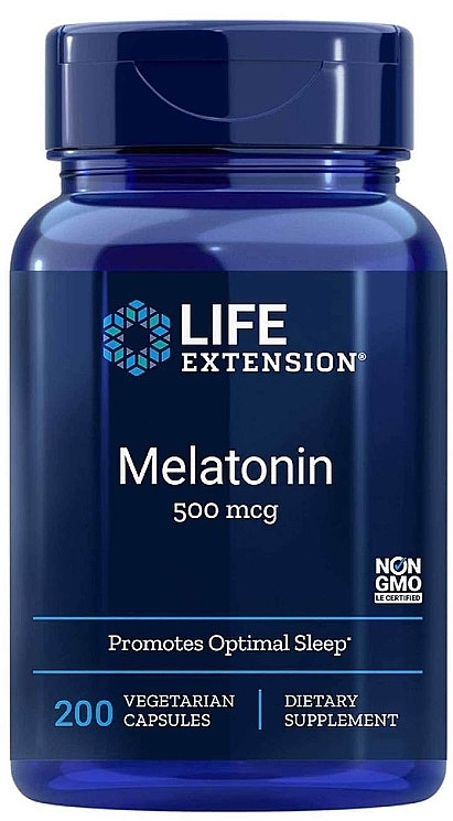 Melatonin Dietary Supplement, 500 mcg - Life Extension Melatonin 500 mcg — photo N1