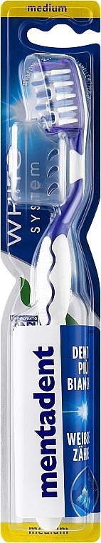 Medium Toothbrush, dark blue - Mentadent White System Medium — photo N1