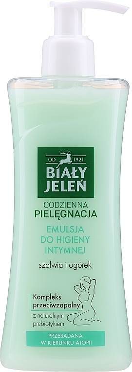 Hypoallergenic Emulsion for Intimate Hygiene with Sage and Cucumber - Bialy Jelen Hypoallergenic Emulsion For Intimate Hygiene — photo N1