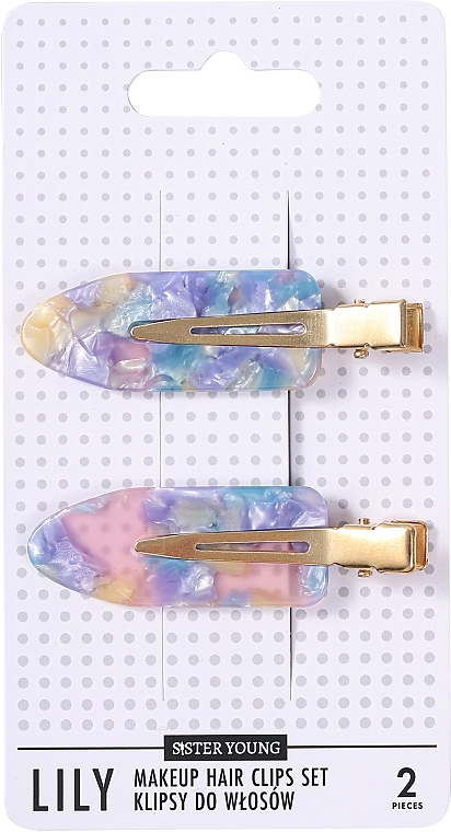 Hair Clip Set, 2 pcs. - Sister Young Lily Pink Blue — photo N1