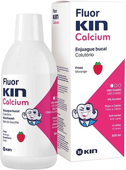 Baby Calcium Mouthwash - Kin Fluor Calcium Mouthwash Strawberry Flavor — photo N1