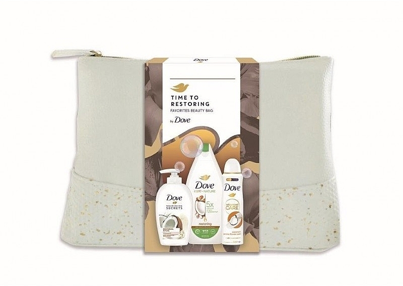 Set - Dove Favorites Beauty Bags Time To Restoring (h/wash/250ml + deo/150ml +sh/gel/225ml + bag) — photo N1