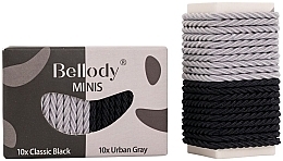 Fragrances, Perfumes, Cosmetics Hair Ties, black and grey, 20 pcs - Bellody Minis Hair Ties Black & Gray Mixed Package