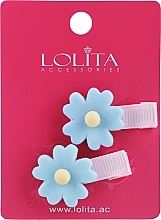 Hair Clip with Flower, blue 2 - Lolita Accessoires — photo N1