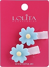 Fragrances, Perfumes, Cosmetics Hair Clip with Flower, blue 2 - Lolita Accessoires