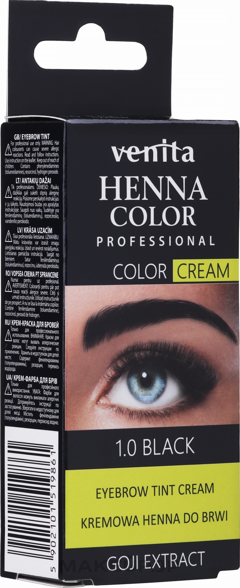 Brow Henna Cream Color - Venita Professional Henna Color Cream Eyebrow Tint Cream — photo 1.0 - Black