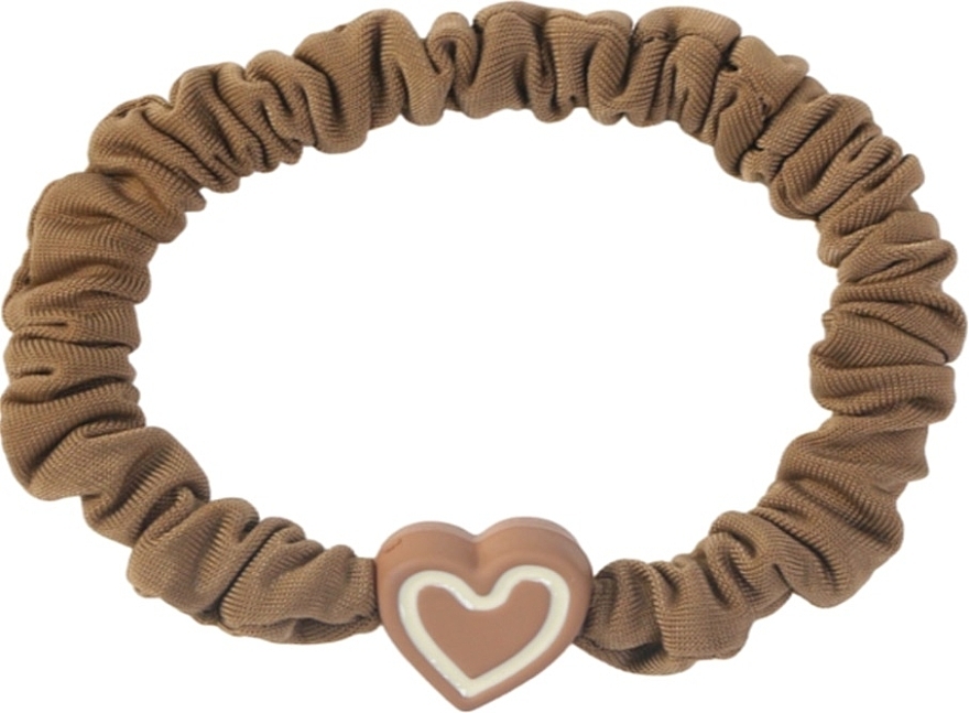 Hair Tie, crepe with heart, brown - Lolita Accessories — photo N1