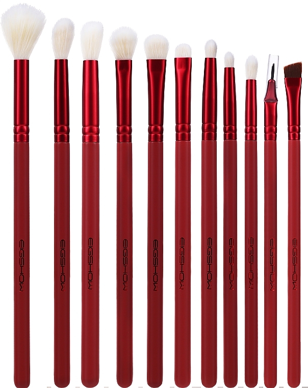 Makeup Brush Set, 11pcs - Eigshow Jade Series Red Agate Eye Brush Set — photo N3
