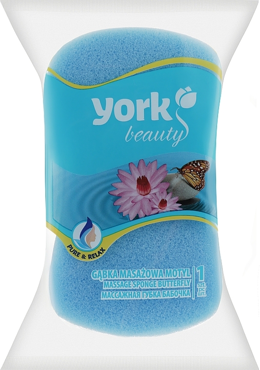 Bath & Massage Sponge 'Butterfly', blue - York — photo N1