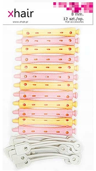 Cold Perm Rods, length 7cm, d8 mm, yellow-pink, 12 pcs - Xhair — photo N1