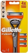 Fragrances, Perfumes, Cosmetics Razor with 4 Refill Cartridges, grey - Gillette Fusion5 Razor For Men