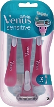 Disposable Shaving Razors for Sensitive Skin, 3 pcs - Gillette Venus Sensitive — photo N1