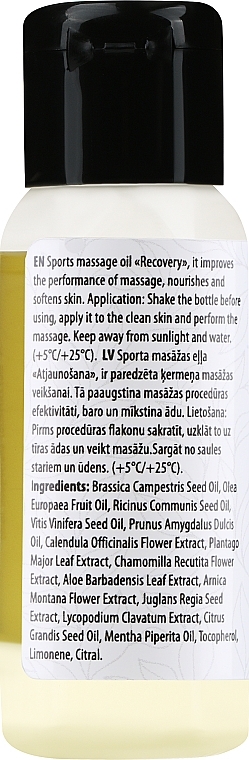Recovery Sports Body Massage Oil - Verana Sports Massage Oil — photo N2