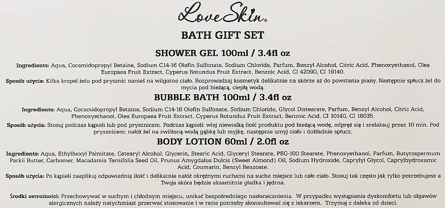 Set - Love Skin Bath Gift Set (sh gel/100ml + bubble bath/100ml + b lot/60ml) — photo N3