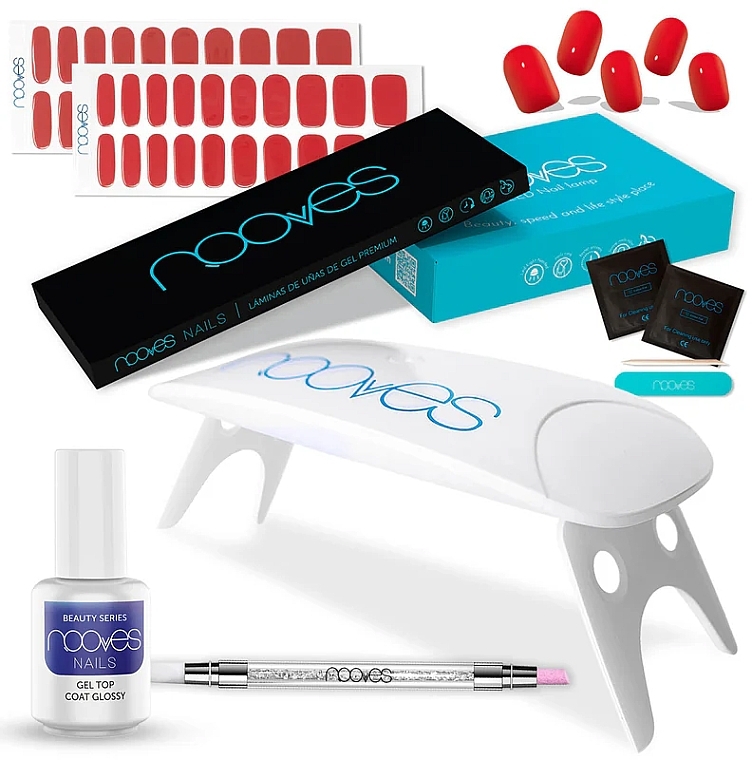 Nail Set - Nooves Starter Kit Beauty Red Pack Crimson Red & Piccante — photo N1