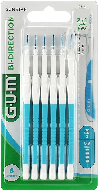 Double-Ended Interdental Brush, 0.9 mm, blue - Sunstar Gum Bi-direction — photo N2