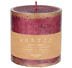 Fragrances, Perfumes, Cosmetics Decorative Candle, 9x9 cm, burgundy - Artman Rustic Patinated