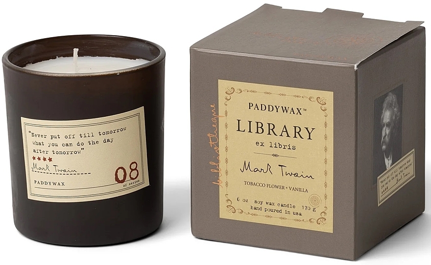 Scented Candle in Glass - Paddywax Library Mark Twain Candle — photo N1