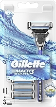 Fragrances, Perfumes, Cosmetics Shaving Razor with 3 Refill Cartridges - Gillette Mach 3 Start 