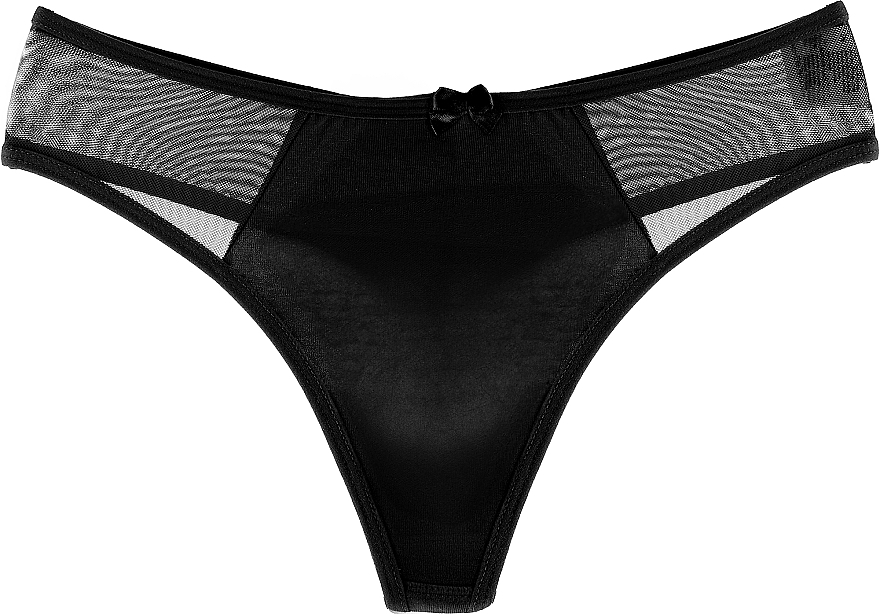 Women Cotton Thong with Inserts, black - Moraj — photo N1