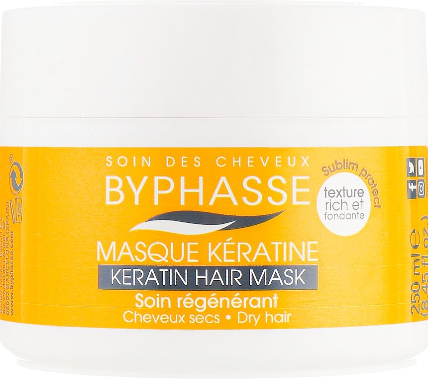 Dry & Dull Hair Mask - Byphasse Keratin Hair Mask — photo N1