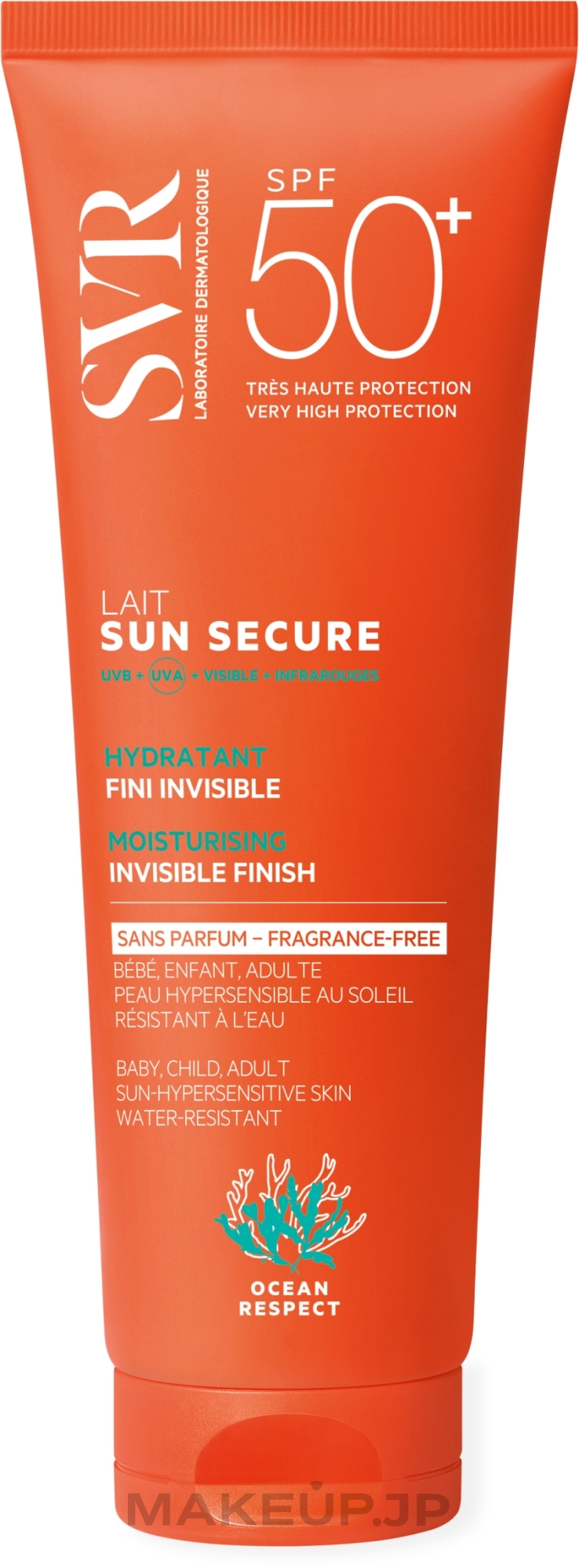 Moisturizing Tanning Lotion with Invisible Finish, fragrance-free - SVR Sun Secure Invisible Finish Moisturizing Sun Lotion SPF50 Fragrance Free — photo 250 ml