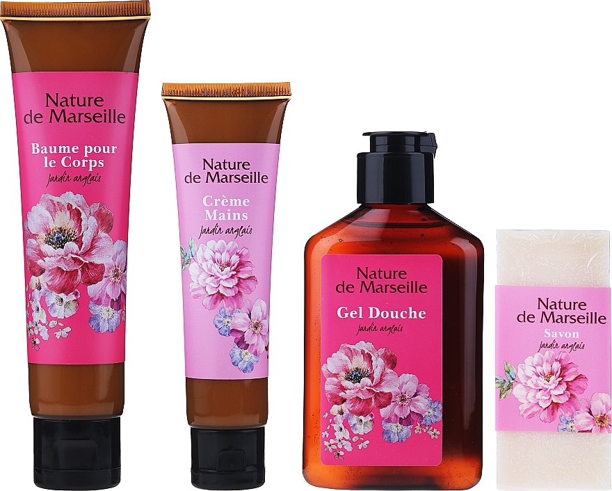 Set "English Garden" - Nature de Marseille (b/balm/100ml + h/cr/60ml + show gel/150ml + soap/95g) — photo N2