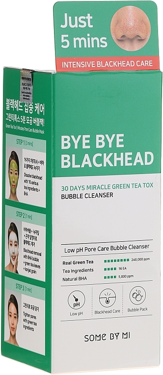 Blackhead Bubble Cleanser - Some By Mi Blackhead 30Days Miracle Green Tea Tox Bubble Cleanser — photo N1