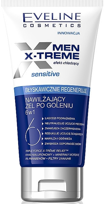 Moisturizing After Shave Gel 6in1 - Eveline Cosmetics Men Extreme Sensitive — photo N1