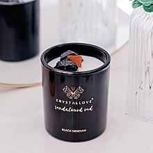 Black Obsidian, Sandalwood & Oud Soy Candle - Crystallove Black Obsidian Soy Candle Sandalwood Oud — photo N2