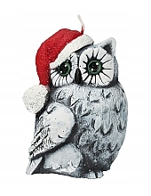 Fragrances, Perfumes, Cosmetics Decorative Candle "Christmas Owl", grey - Artman Christmas Candle Owl Rightside