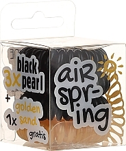 Fragrances, Perfumes, Cosmetics Elastic Hair Bands Black & Gold, 4 pcs - Hair Springs