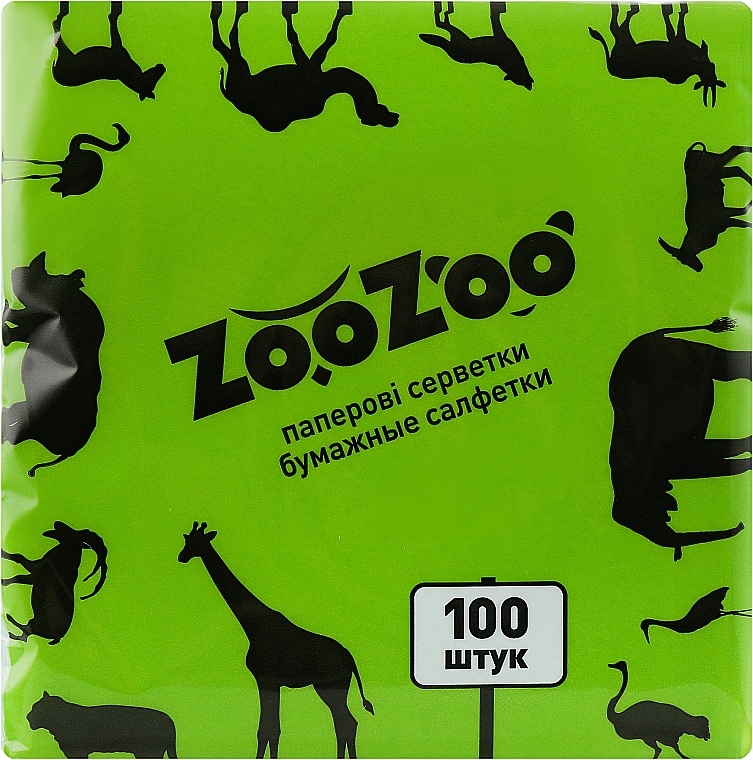 Dry Paper Wipes ZooZoo, 100 pcs, green - Snow Panda — photo N1