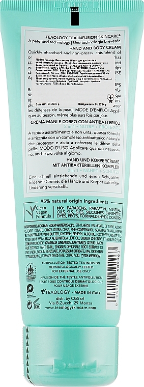 Hand & Nail Cream - Teaology Yoga Care Clean Hand And Body Cream With Anti-Bacterial — photo N2