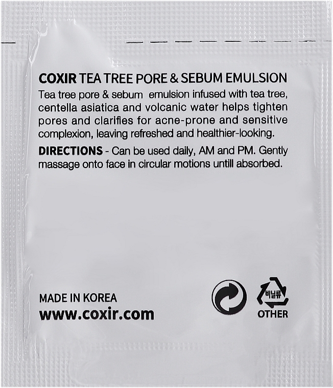 GIFT! Face Emulsion - Coxir Tea Tree Pore & Sebum Emulsion (sample) — photo N2