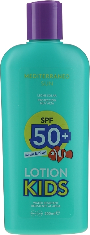 Kids Protective Sun Cream - Mediterraneo Sun Kids Lotion Swim & Play Protetor Solar SPF50 — photo N1