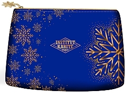 Fragrances, Perfumes, Cosmetics Velour Cosmetic Bag, blue - Institut Karite Trousse Velour Noel Bleue Velvet Christmas Pouch