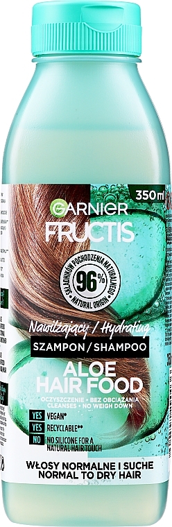 Shampoo for Normal & Dry Hair - Garnier Fructis Aloe Hair Food Shampoo 96% — photo N1