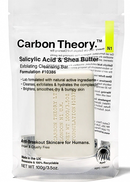 Face Cleansing Soap with Salicylic Acid - Carbon Theory Salicylic Acid Exfoliating Bar — photo N1