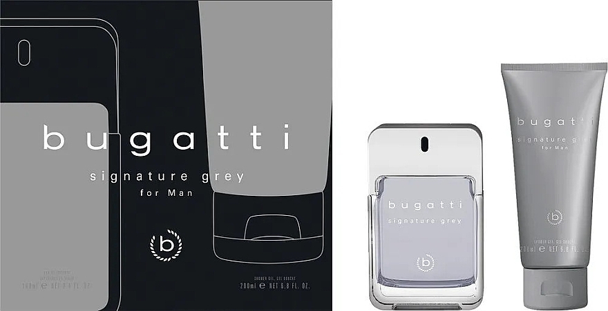 Bugatti Signature Grey - Set (edt/100 ml + sh/gel/200 ml) — photo N1