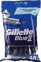 Disposable Shaving Razor Set, 10 pcs - Gillette Blue II Chromium — photo N3