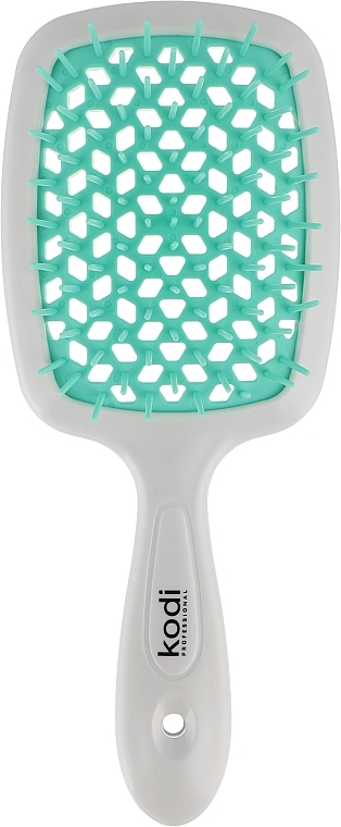 Hair Brush, white with turquoise teeth - Kodi Professional Soft Touch Hairbrush — photo N1