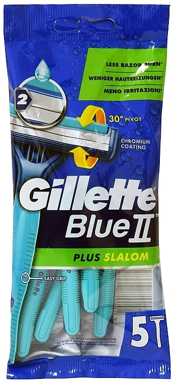Disposable Razor Set, 5 pcs - Gillette Blue 2 Plus Slalom — photo N1