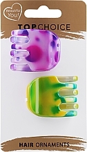 Fragrances, Perfumes, Cosmetics Hair Clips 24801, green + purple, 2 pcs - Top Choice