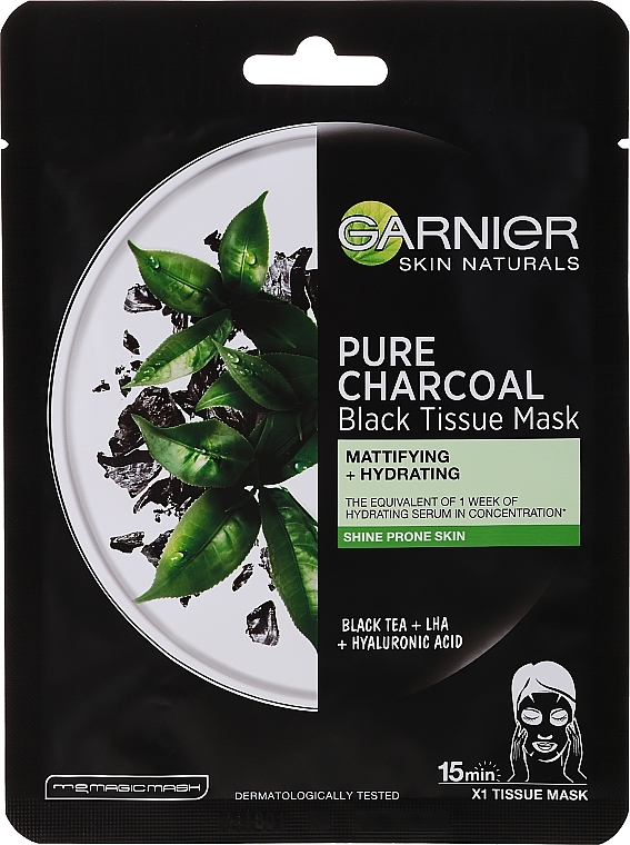 Oily Skin Black Sheet Mask "Cleansing Charcoal" - Garnier Pure Charcoal Tissue Mask — photo N4