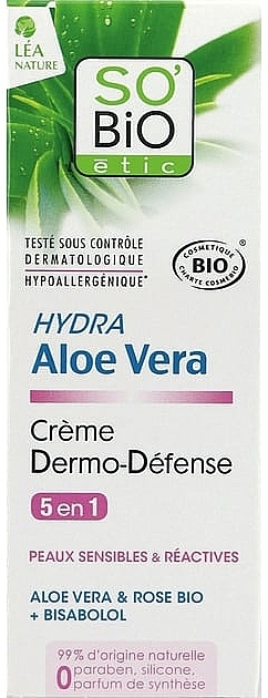 Protective Face Cream "Aloe Vera" - So'Bio Etic Hydra Aloe Vera Creme — photo N1